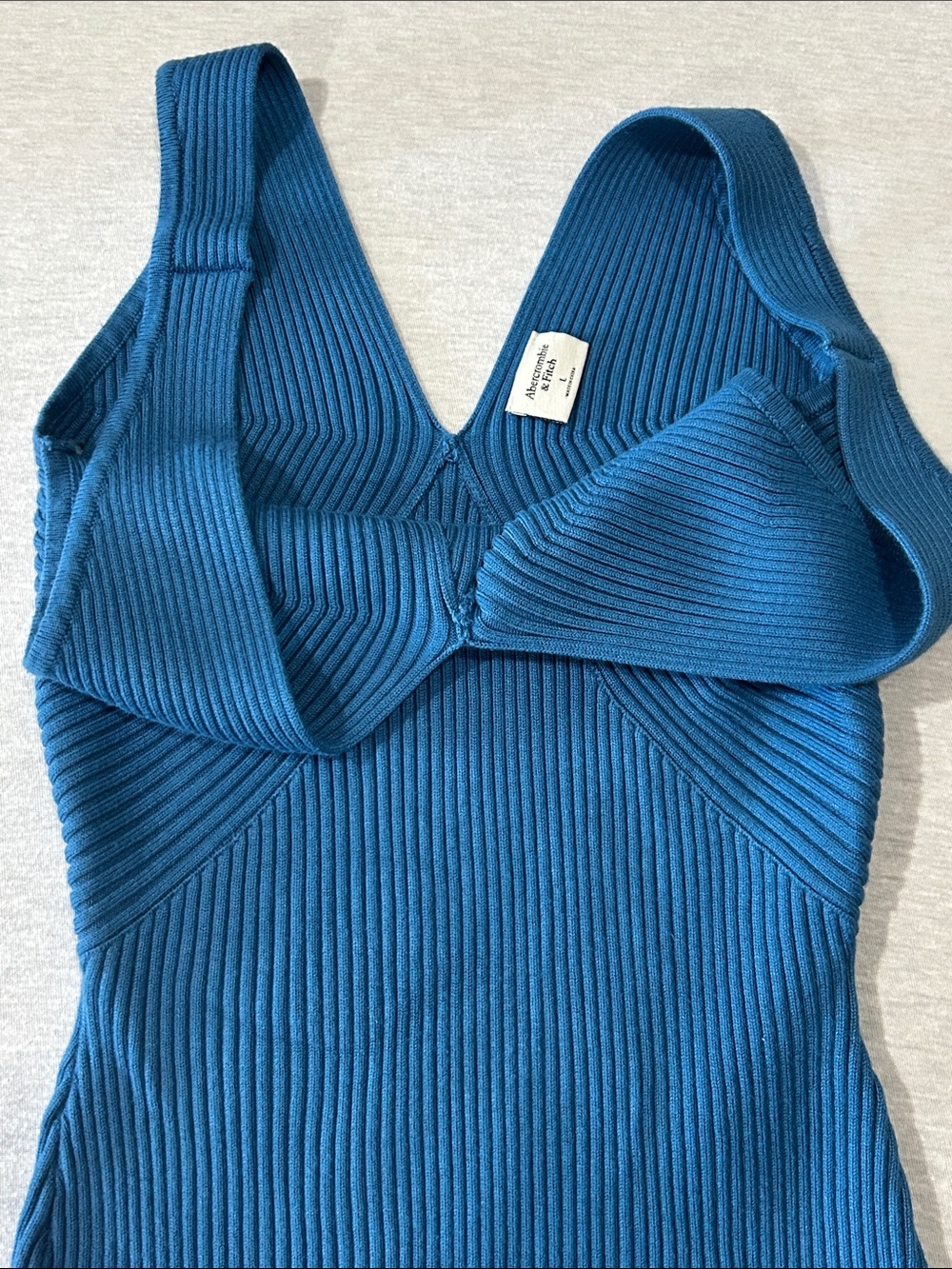 Abercrombie & Fitch Ribbed Teal One-Piece bodysuit Sz L - Picture 3 of 6